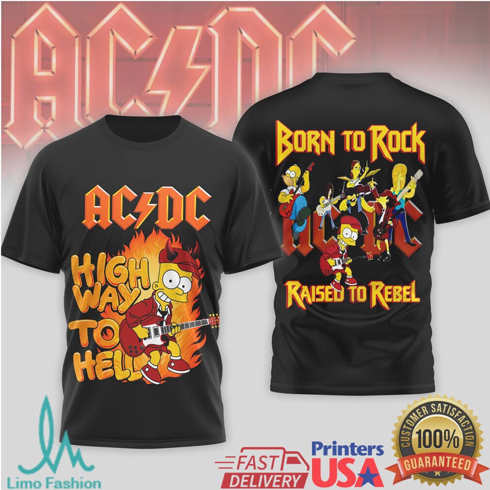 ACDC The Simpsons Mashup Born to Rock Raised to Rebel T Shirt - Limotees LLC