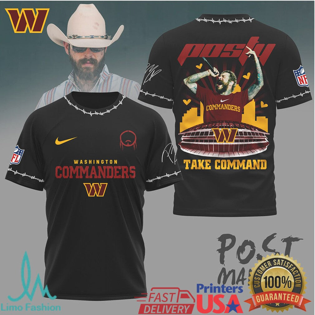 Washington Commanders Official NFL Post Malone Fan 3D Shirt - Limotees LLC