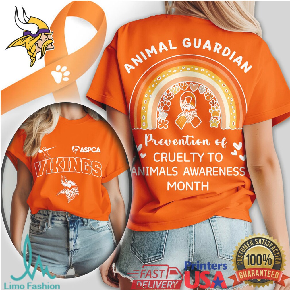 ASPCA Minnesota Vikings Animal Guardian Prevention of Cruelty Awareness T Shirt - Limotees LLC