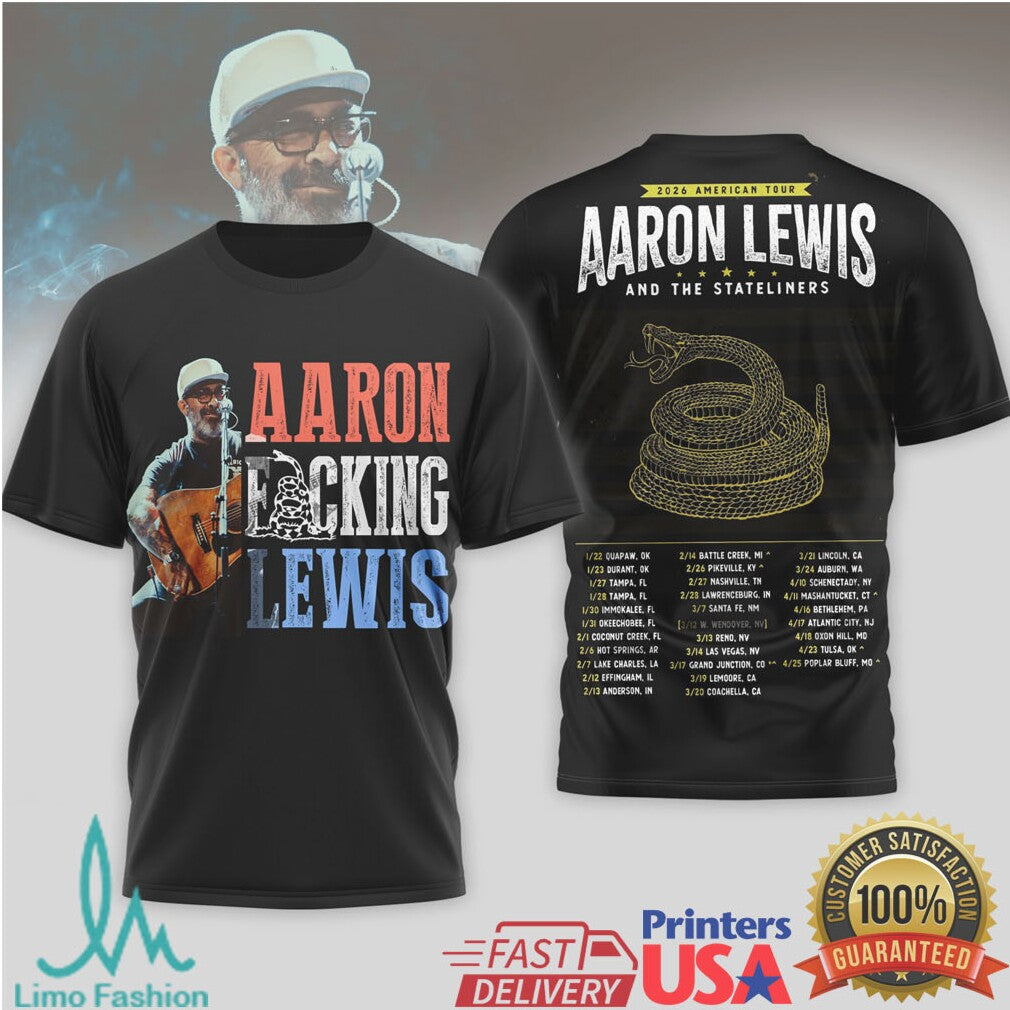 Aaron Lewis and The Stateliners 2026 American Tour T Shirt - Limotees LLC