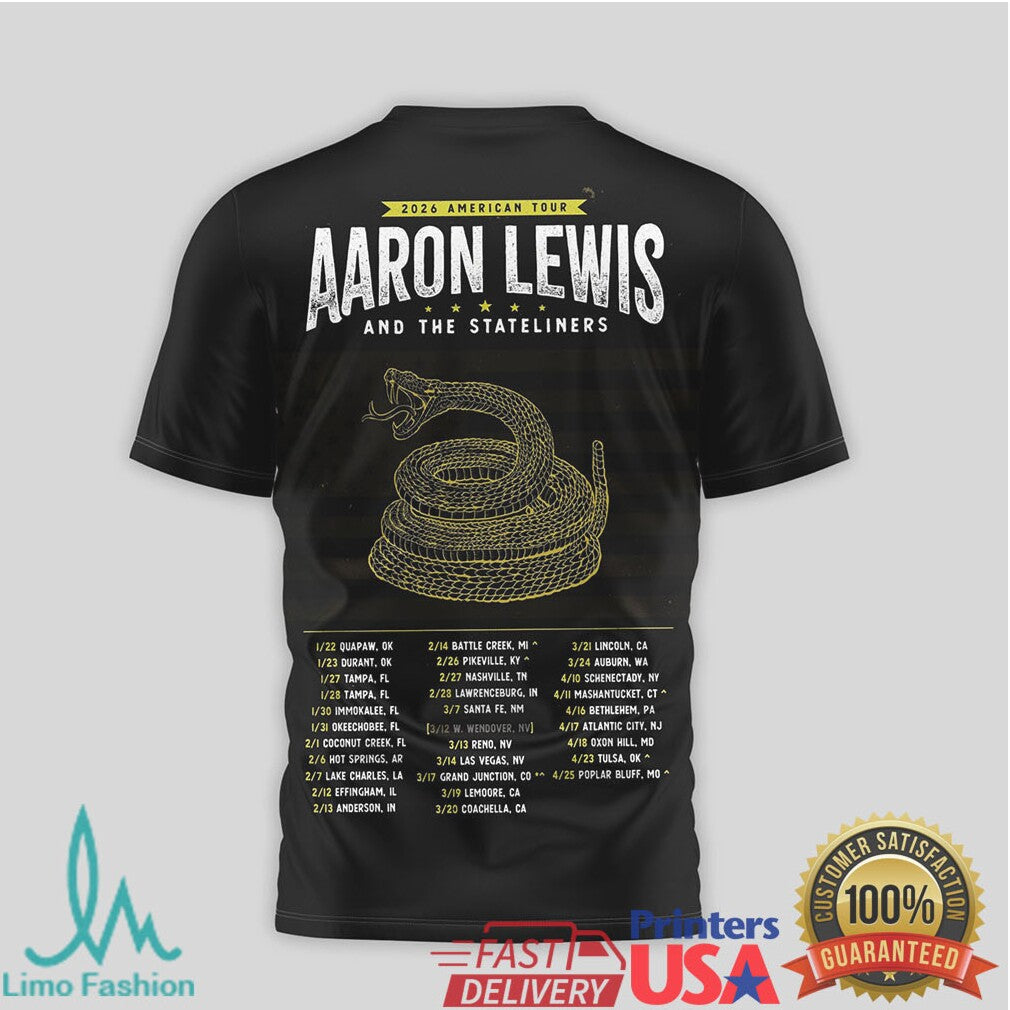 Aaron Lewis and The Stateliners 2026 American Tour T Shirt - Limotees LLC