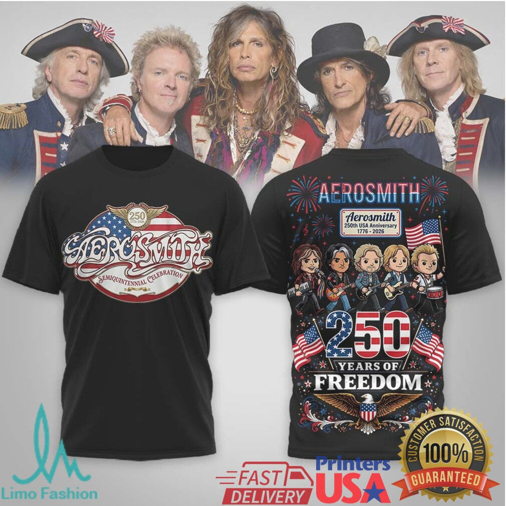 Aerosmith 250th USA Anniversary 1776 2026 Semiquincentennial Celebration T Shirt - Limotees LLC