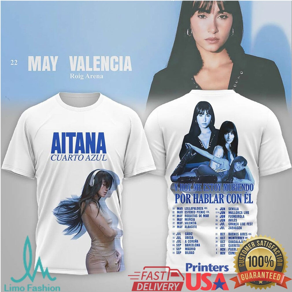 Aitana Cuarto Azul World Tour 2024 Dates Graphic T Shirt - Limotees LLC