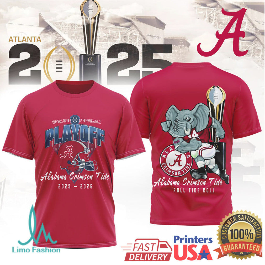 Alabama Crimson Tide 2025 2026 CFP Playoff Big Al Trophy Fan T Shirt - Limotees LLC