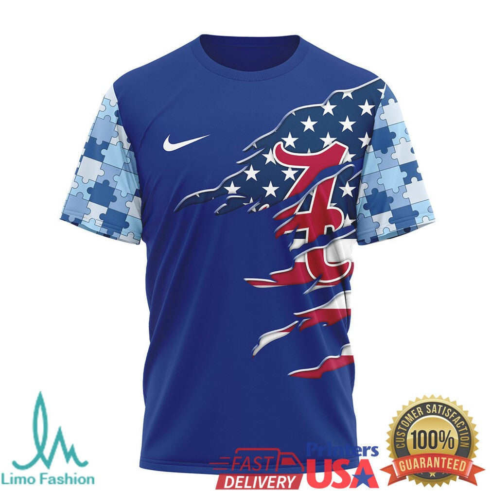 Alabama Crimson Tide Autism Awareness “I Wear Blue” Support T Shirt - Limotees LLC