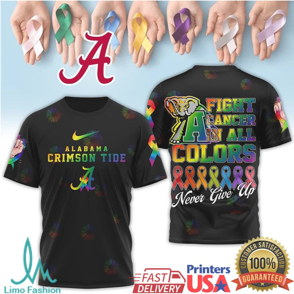 Alabama Crimson Tide Fight Cancer In All Colors Awareness T Shirt - Limotees LLC