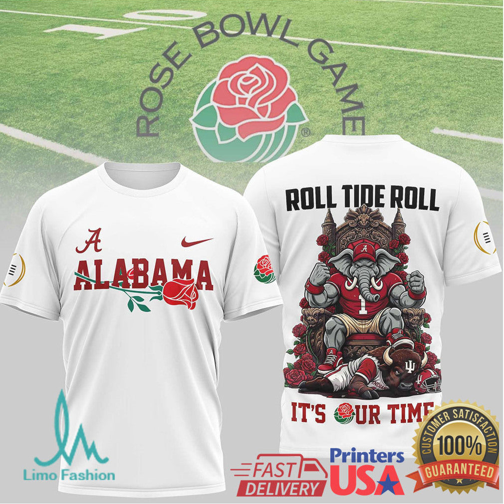 Alabama Crimson Tide Rose Bowl Game Roll Tide Roll Elephant Graphic T Shirt - Limotees LLC