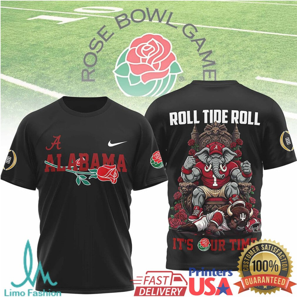 Alabama Crimson Tide Rose Bowl Game Roll Tide Roll Elephant Graphic T Shirt - Limotees LLC
