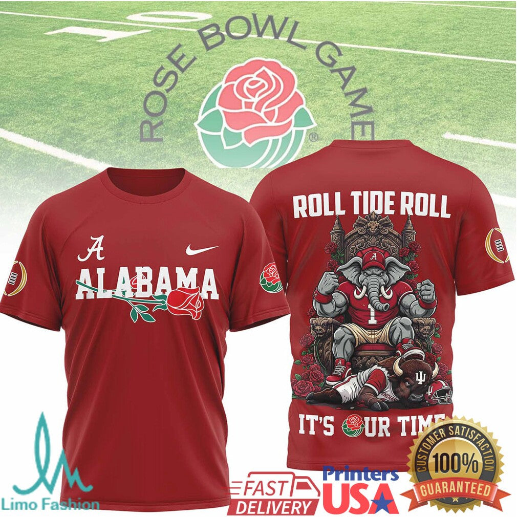 Alabama Crimson Tide Rose Bowl Game Roll Tide Roll Elephant Graphic T Shirt - Limotees LLC