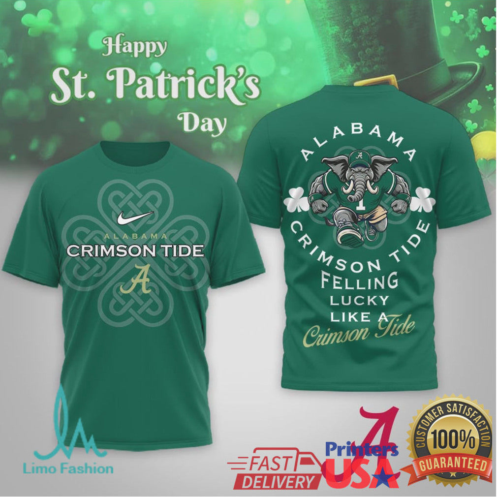 Alabama Crimson Tide St. Patrick's Day Feeling Lucky Like a Crimson Tide T Shirt - Limotees LLC