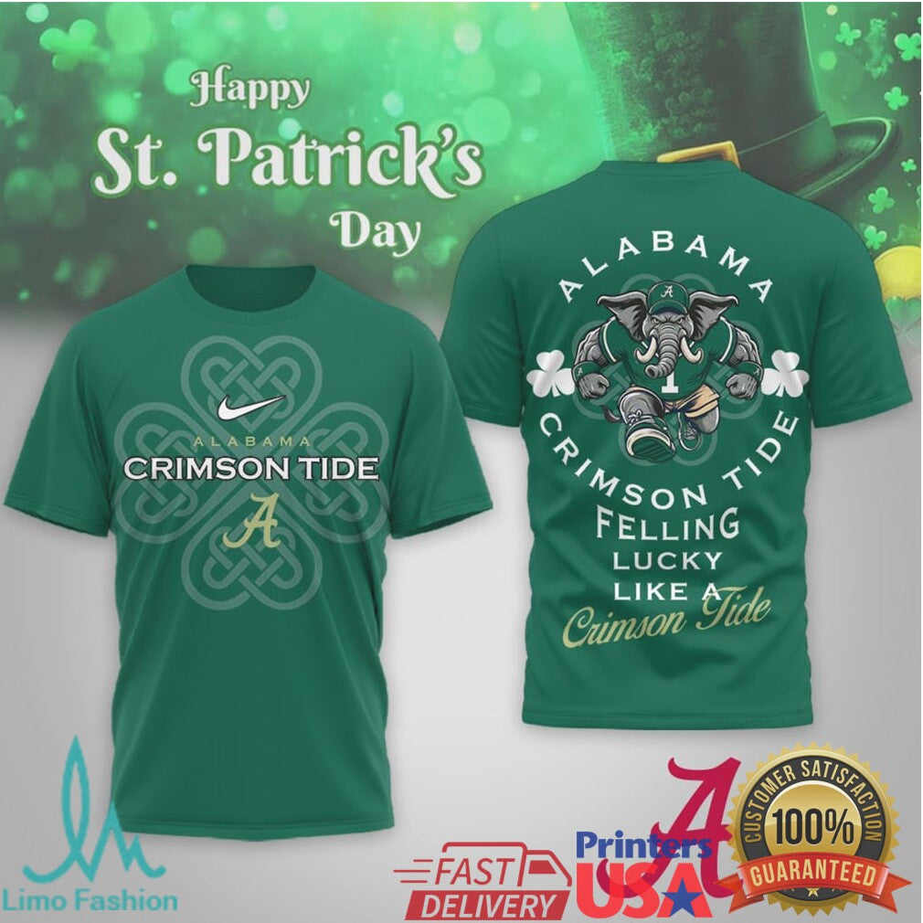 Alabama Crimson Tide St. Patrick's Day Feeling Lucky Like a Crimson Tide T Shirt - Limotees LLC