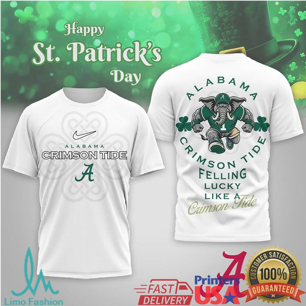 Alabama Crimson Tide St. Patrick's Day Feeling Lucky Like a Crimson Tide T Shirt - Limotees LLC