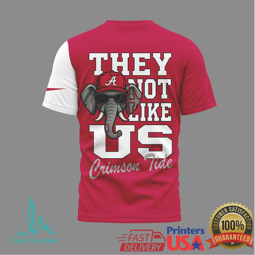 Alabama Crimson Tide “They Not Like Us” Big Al Mascot Graphic T Shirt - Limotees LLC