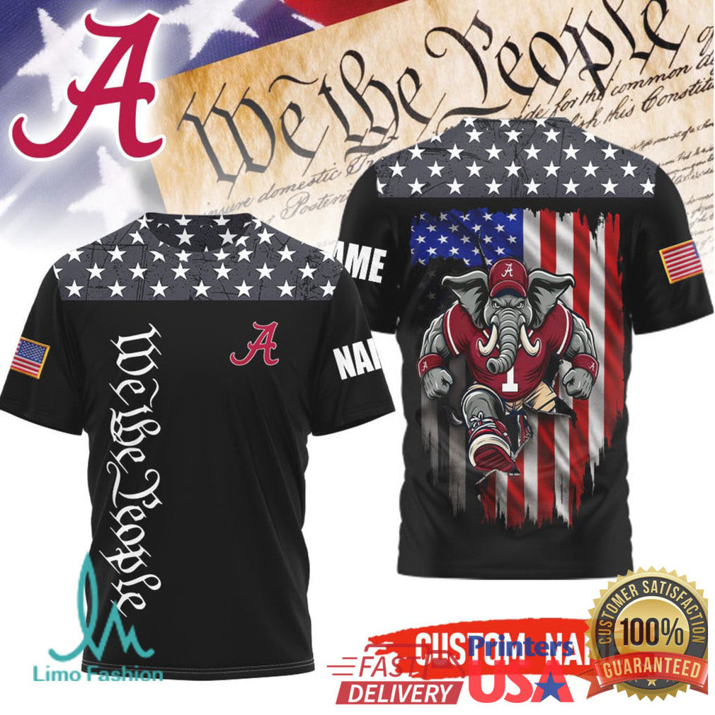 Alabama Crimson Tide We The People Big Al Mascot Custom Name Patriot T Shirt - Limotees LLC