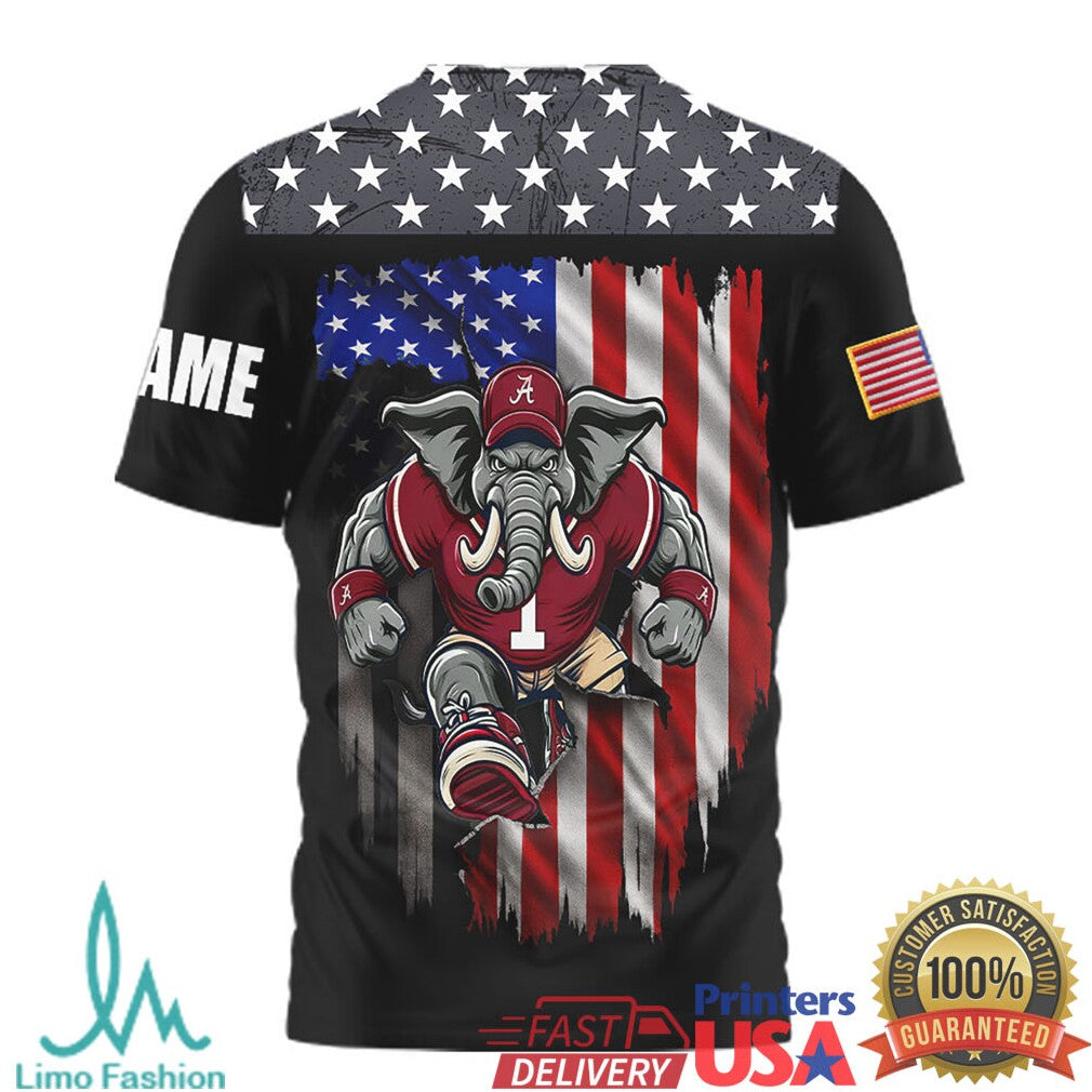 Alabama Crimson Tide We The People Big Al Mascot Custom Name Patriot T Shirt - Limotees LLC