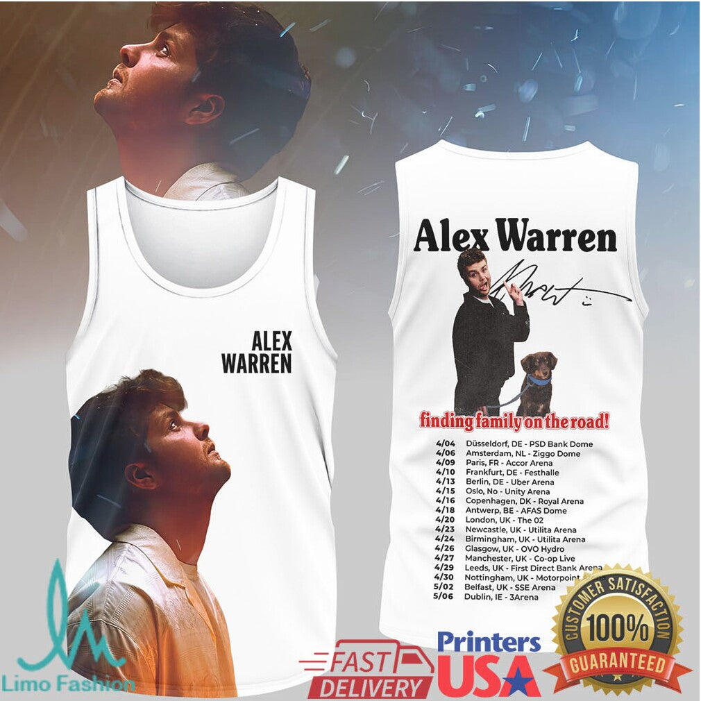 Alex Warren Finding Family On The Road 2026 Tour Photo T Shirt - Limotees LLC