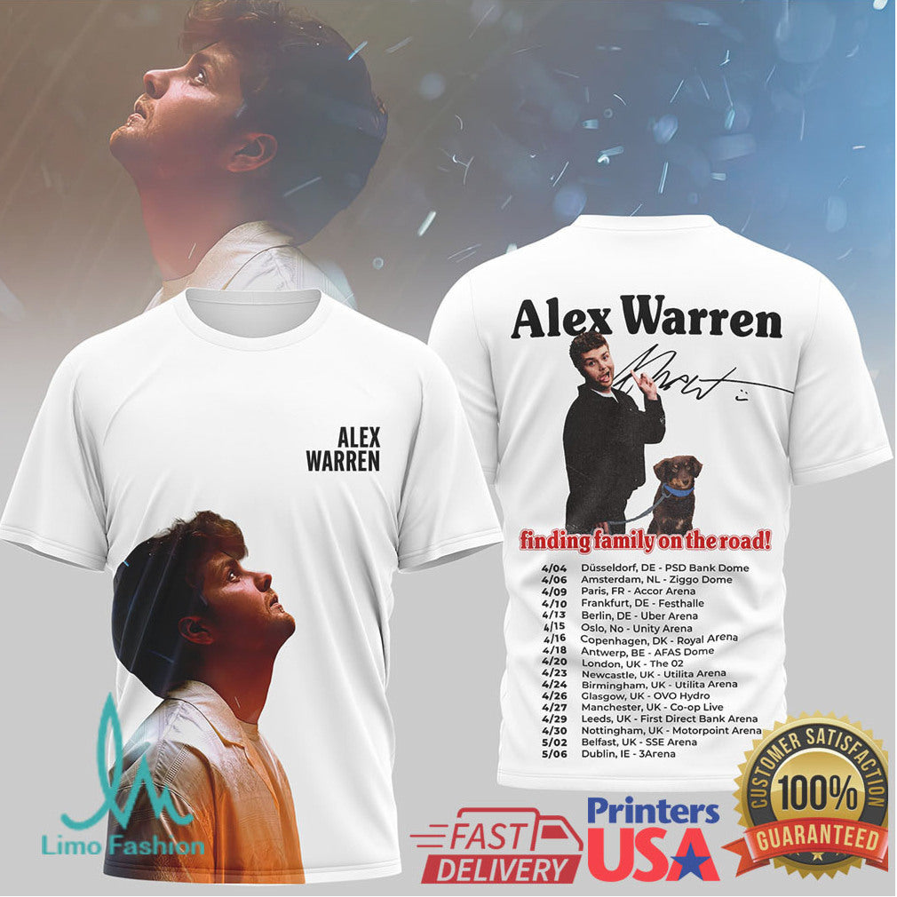 Alex Warren Finding Family On The Road 2026 Tour Photo T Shirt - Limotees LLC