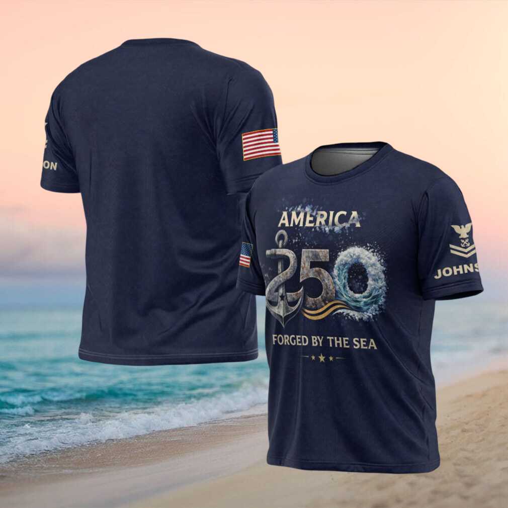 America 250 Forged By The Sea Navy Nautical Anchor T Shirt - Limotees LLC