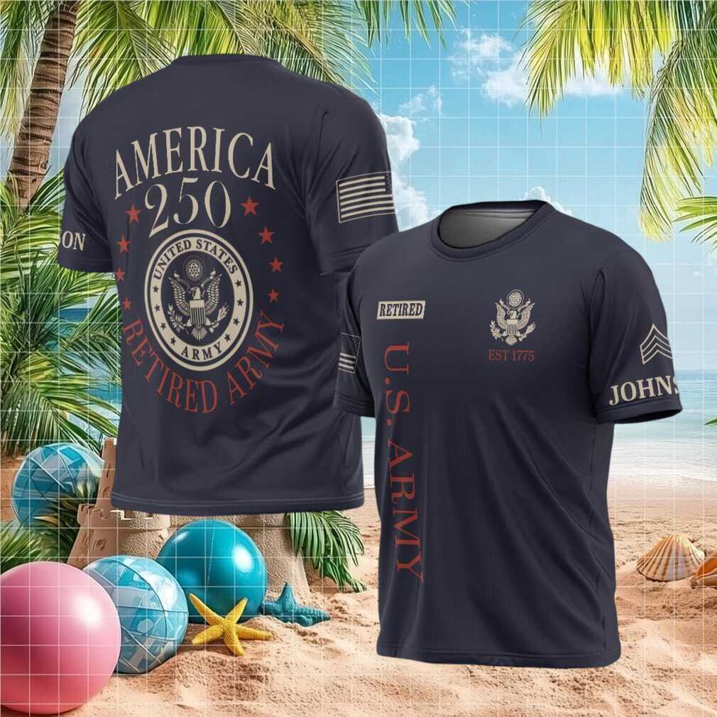 America 250 Retired US Army Est 1775 Patriotic Seal Custom T Shirt - Limotees LLC