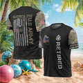 America 250 U.S. Army Retired Custom Name Dog Tag Camo Sleeve T Shirt - Limotees LLC