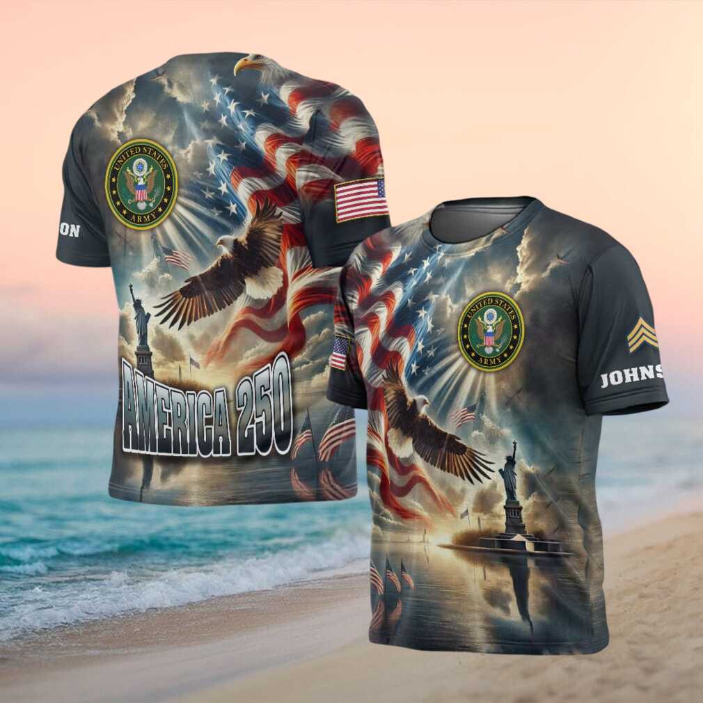 America 250 US Army Bald Eagle & Statue of Liberty Patriotic T Shirt - Limotees LLC