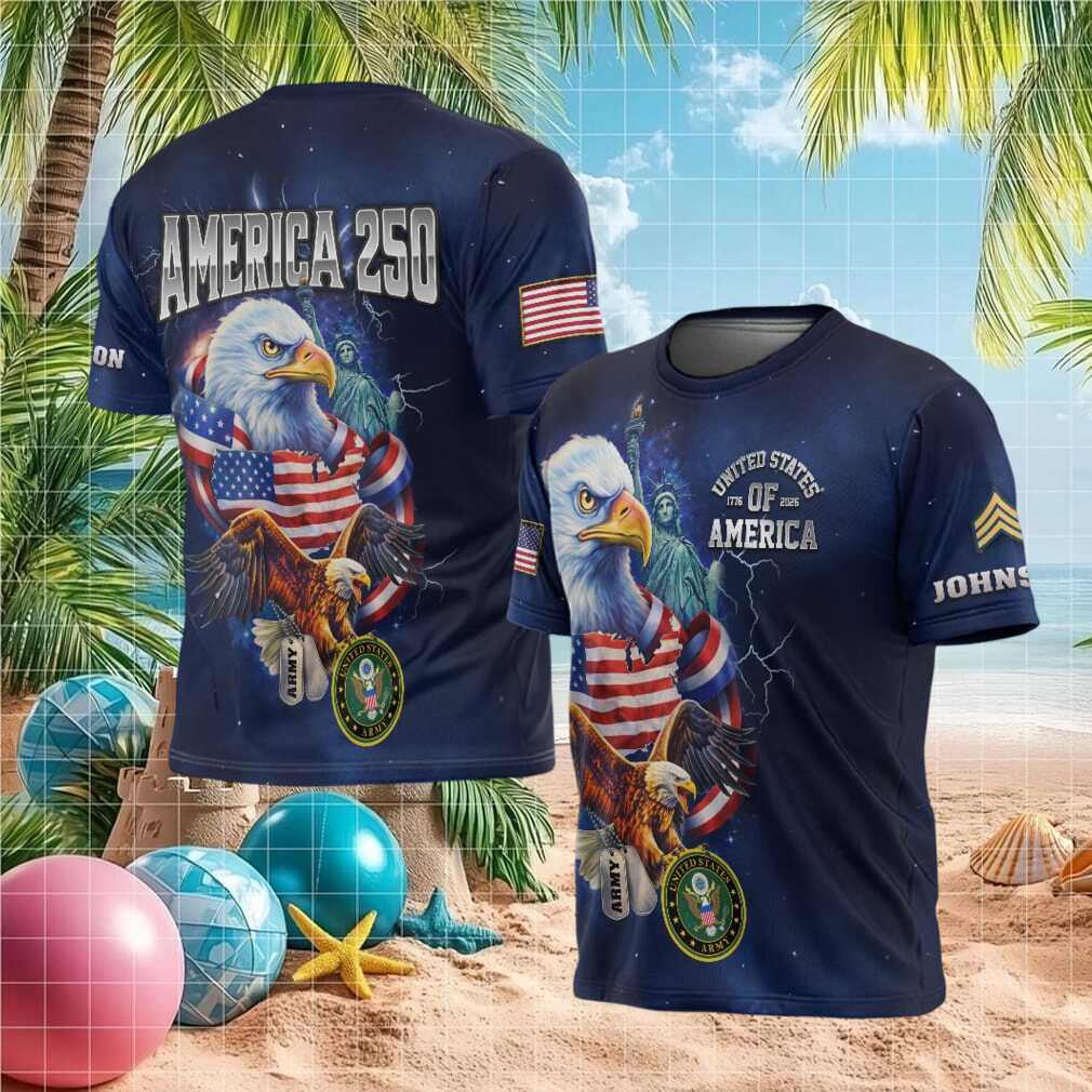 America 250 US Army Eagle & Statue of Liberty Midnight Galaxy T Shirt - Limotees LLC