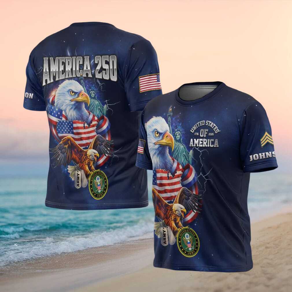 America 250 US Army Eagle & Statue of Liberty Midnight Galaxy T Shirt - Limotees LLC
