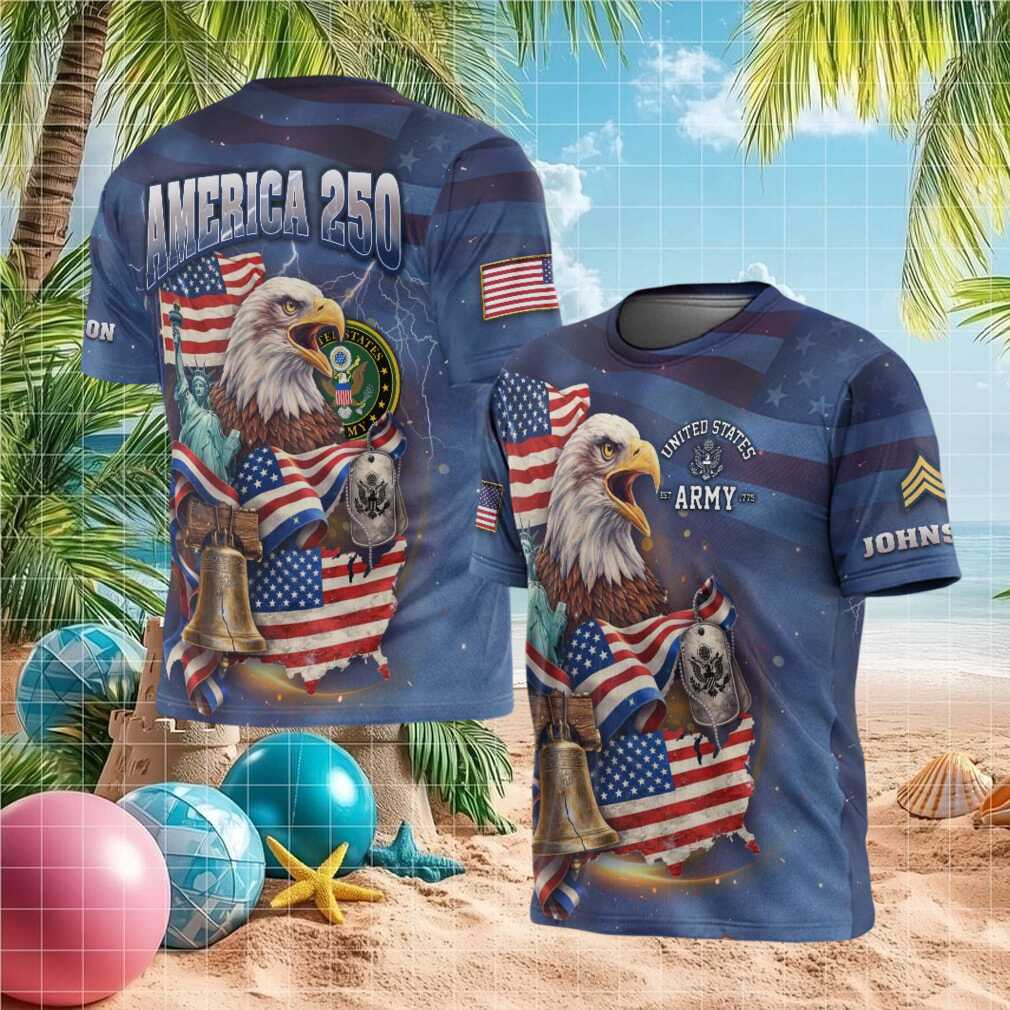 America 250 US Army Veteran Eagle & Liberty Bell Blue Camo T Shirt - Limotees LLC
