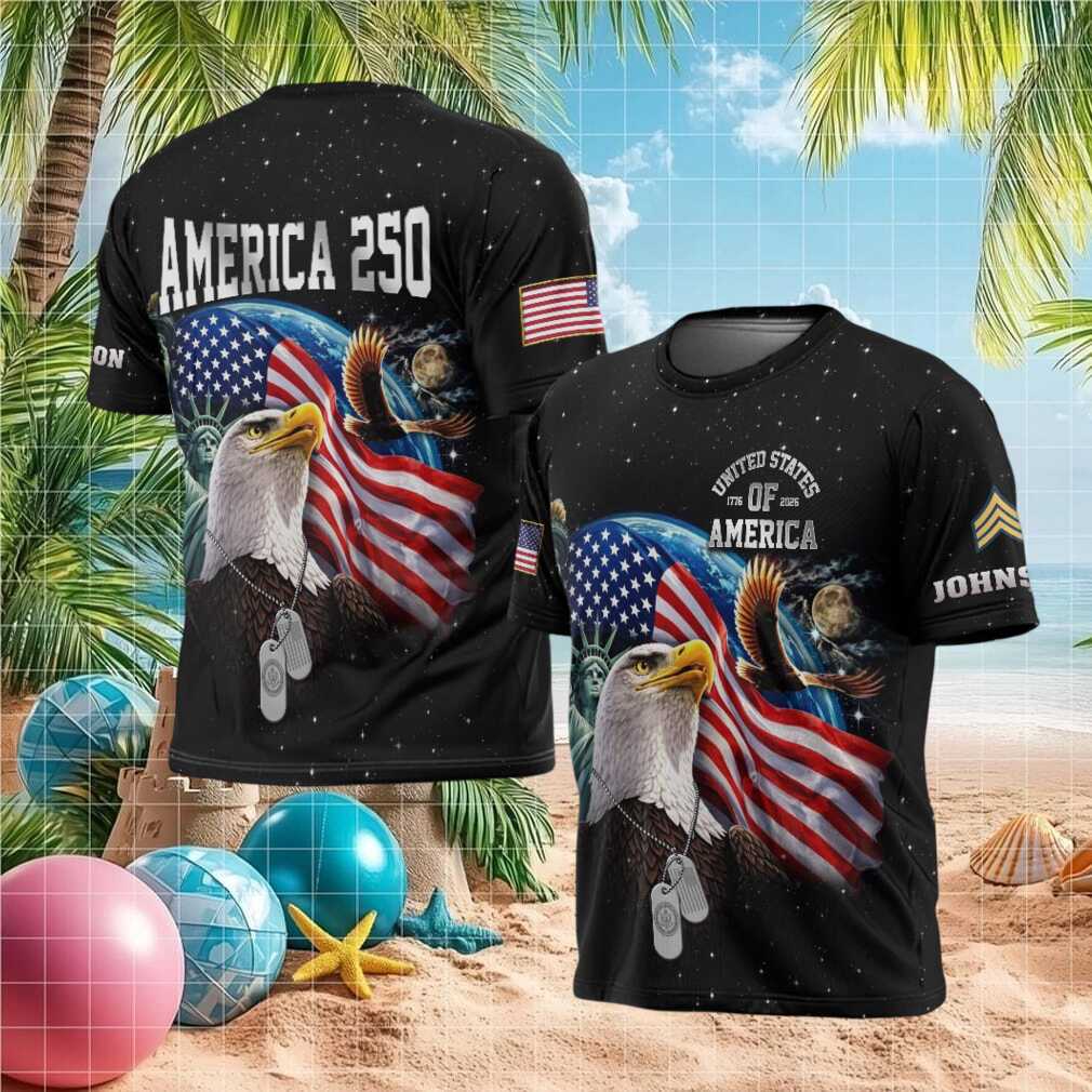 America 250 US Army Veteran Earth & Stars Patriotic Eagle T Shirt - Limotees LLC