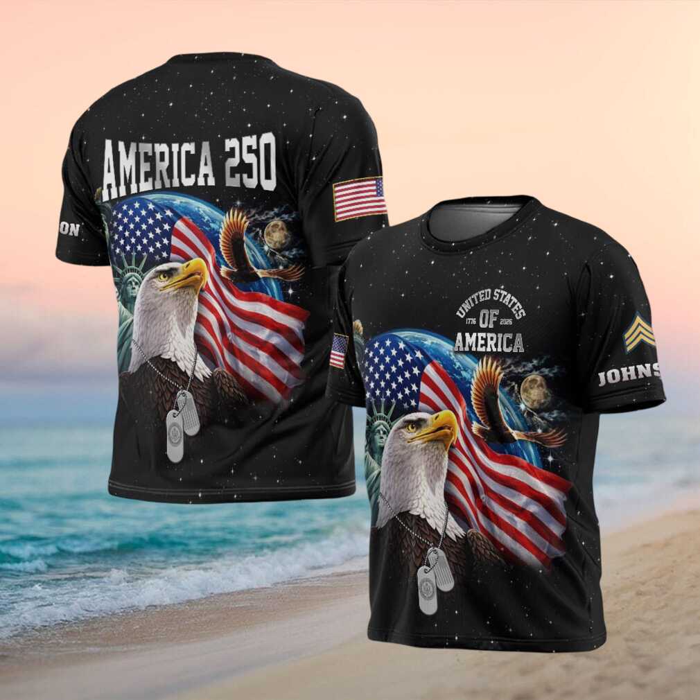 America 250 US Army Veteran Earth & Stars Patriotic Eagle T Shirt - Limotees LLC