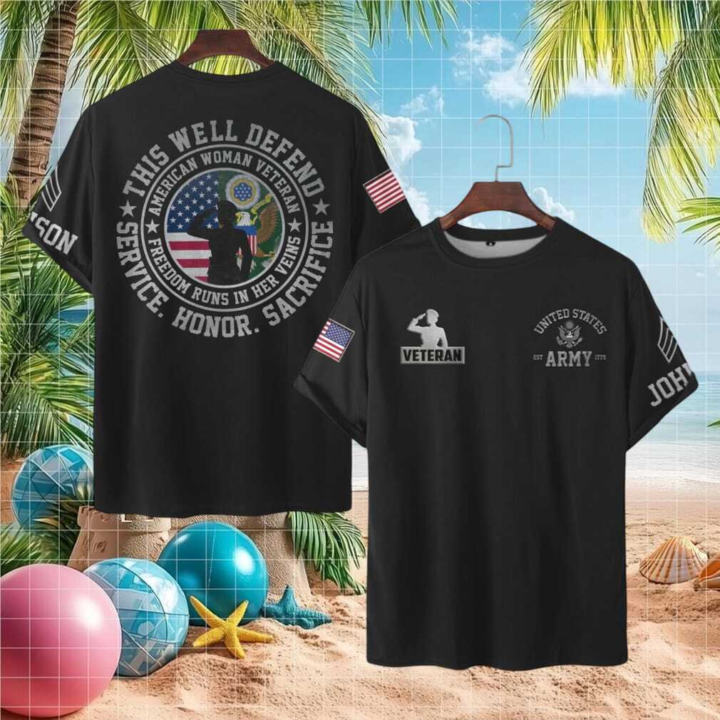 American Woman Veteran Freedom Honor Sacrifice Army Pride T Shirt - Limotees LLC