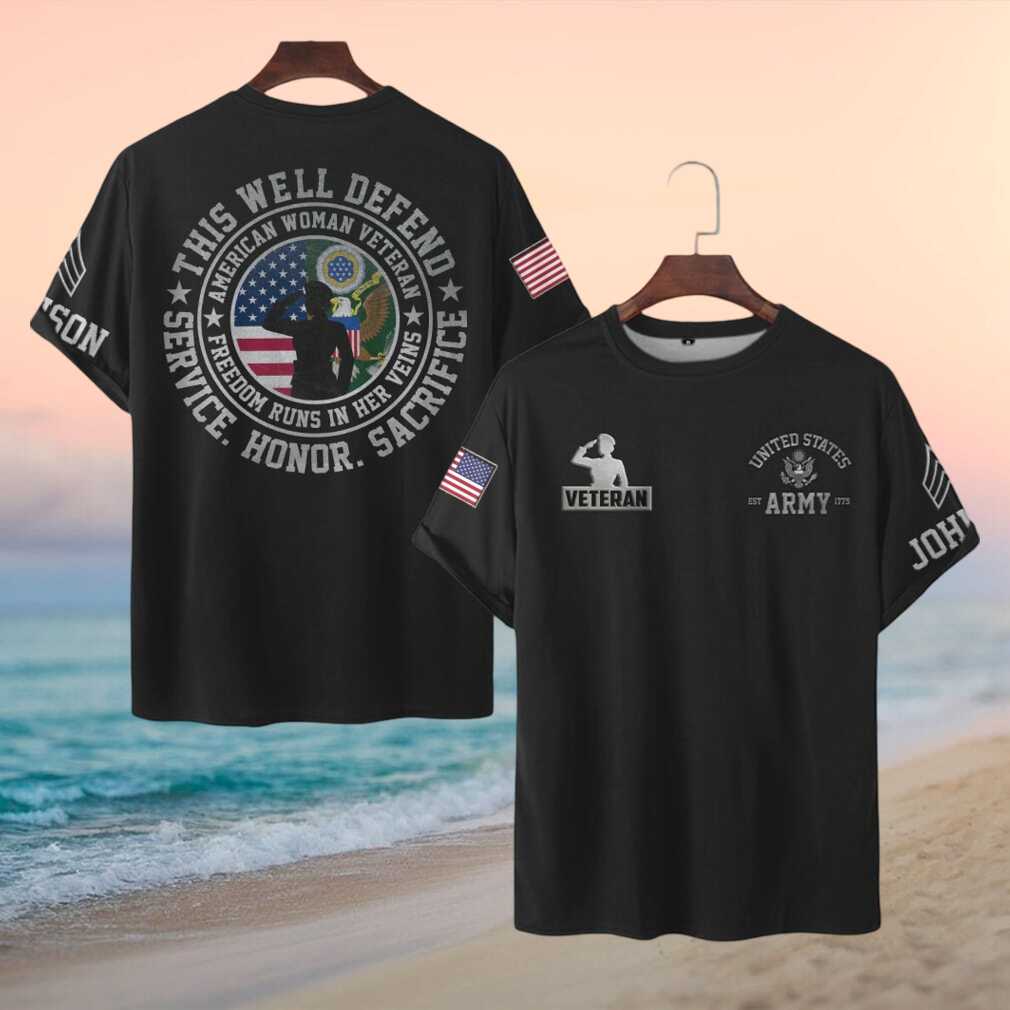 American Woman Veteran Freedom Honor Sacrifice Army Pride T Shirt - Limotees LLC