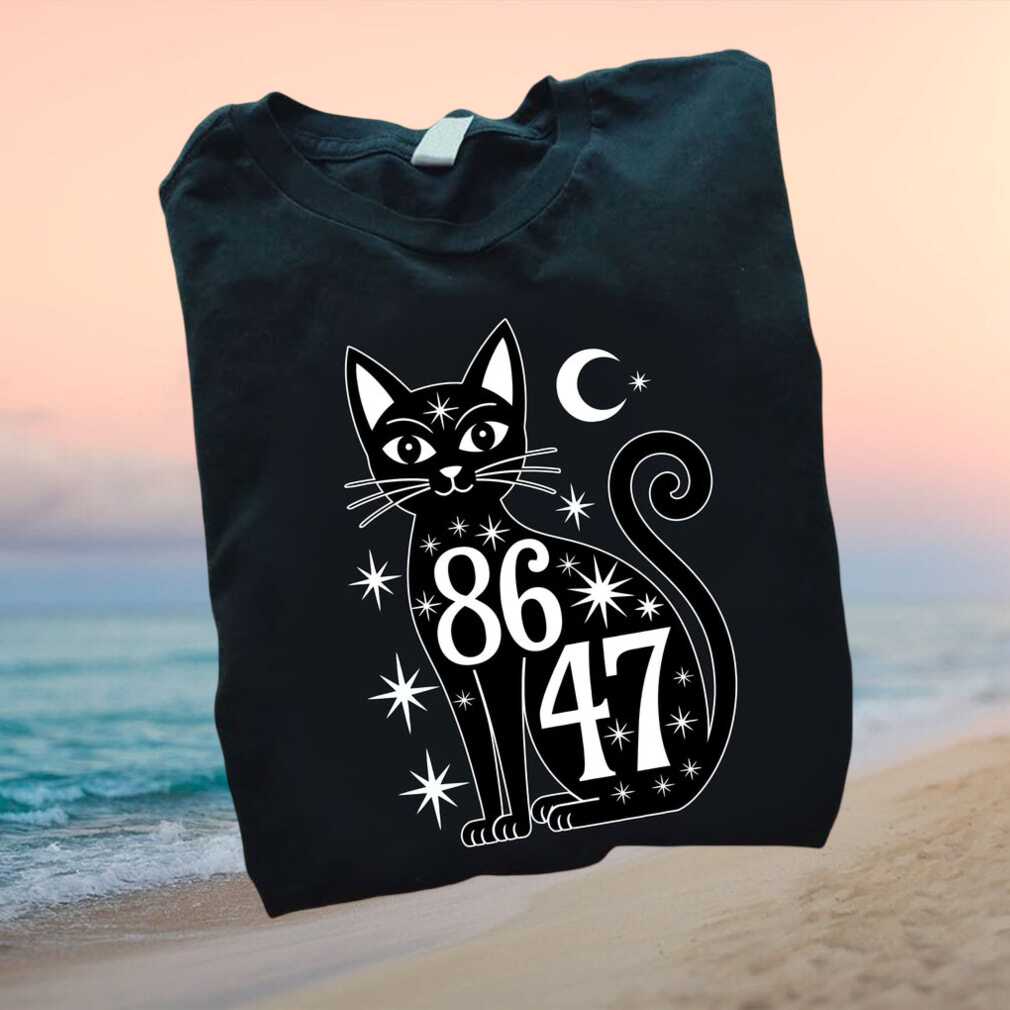 Anti Trump 86 47 Black Cat Celestial Witchy Political T Shirt - Limotees LLC