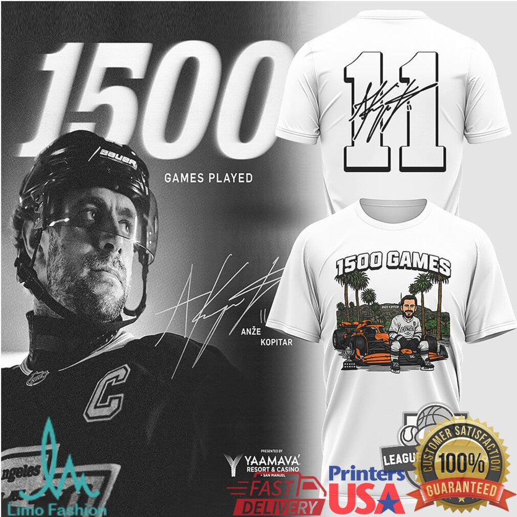 Anze Kopitar 1500 Games Played Los Angeles Kings Commemorative T Shirt