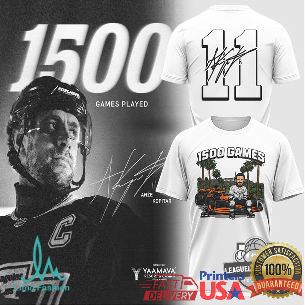 Anze Kopitar 1500 Games Played Los Angeles Kings Commemorative T Shirt