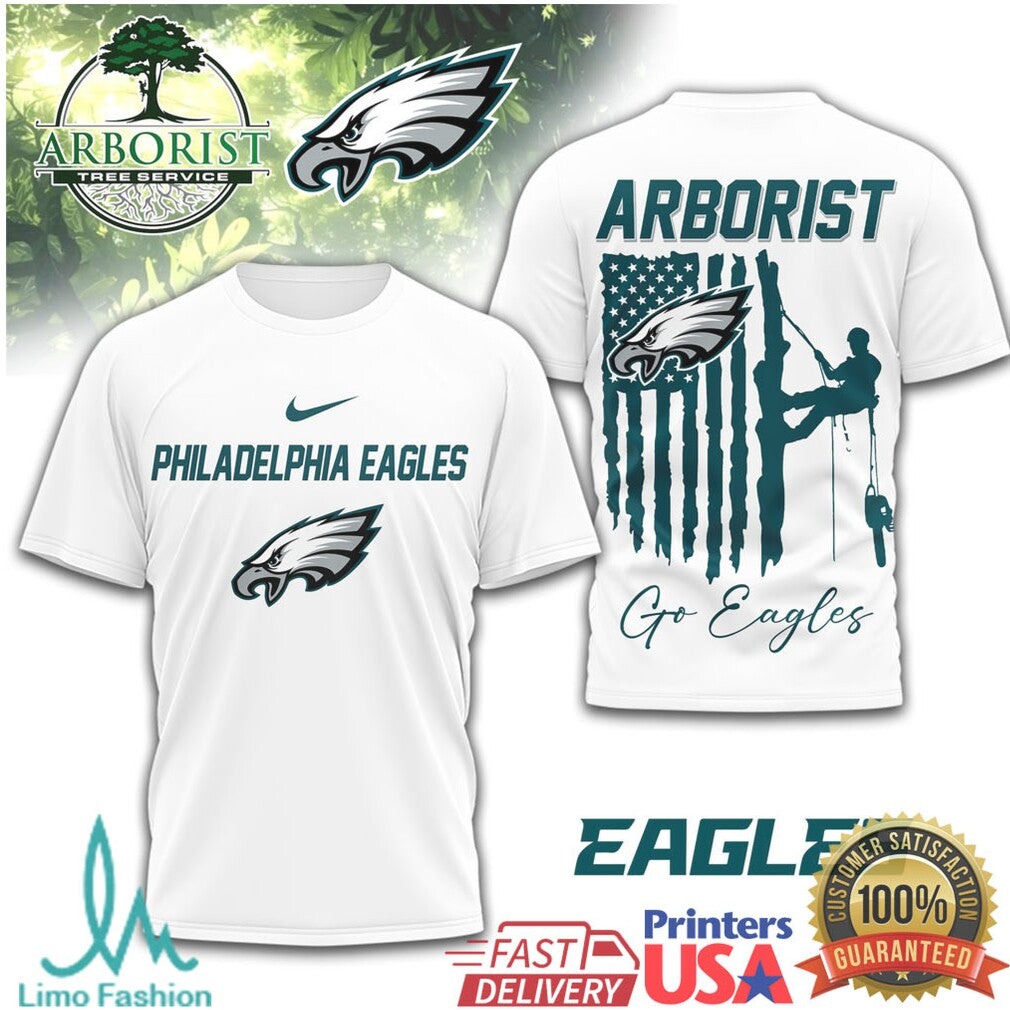 Arborist Philadelphia Eagles Tree Service American Flag T Shirt - Limotees LLC