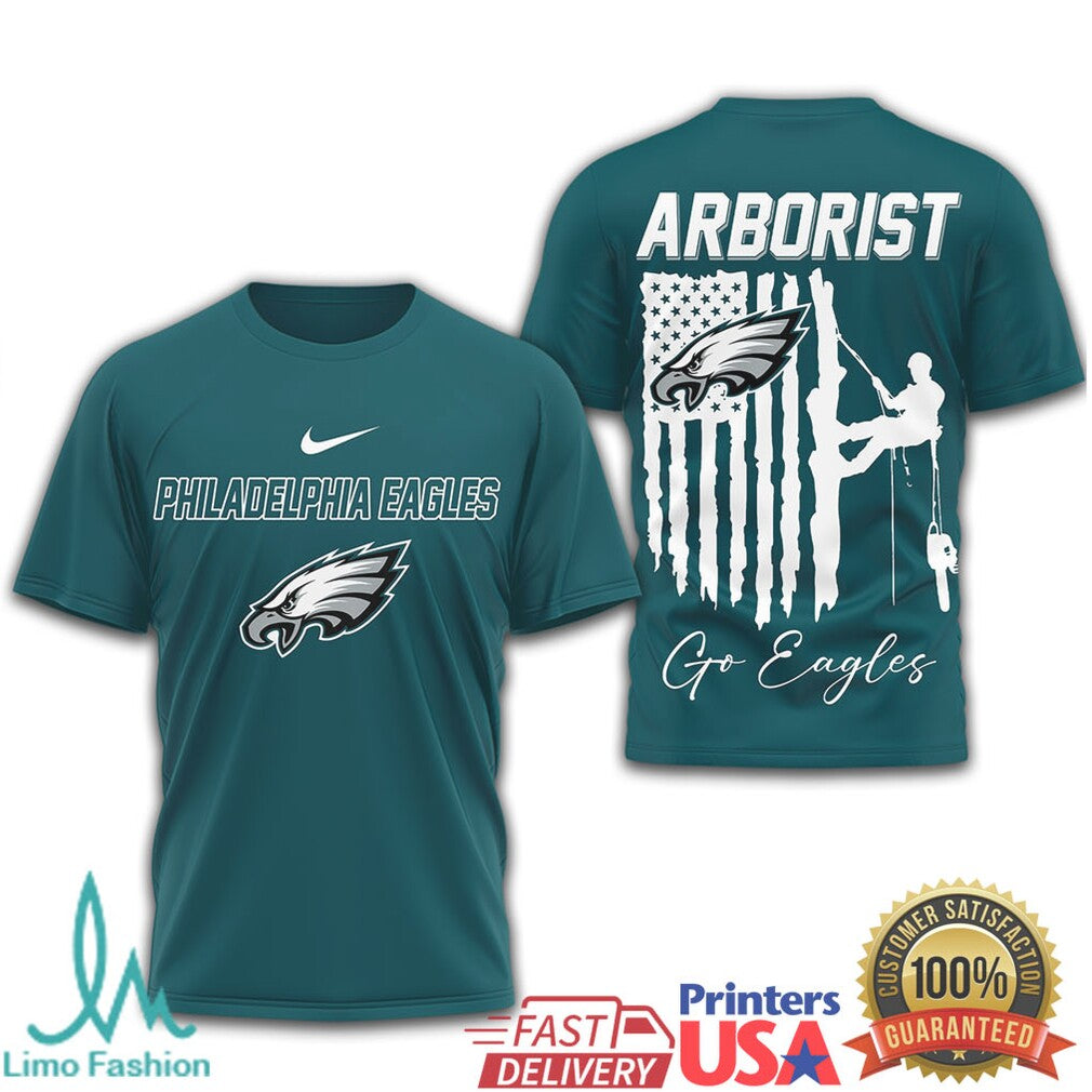 Arborist Philadelphia Eagles Tree Service American Flag T Shirt - Limotees LLC