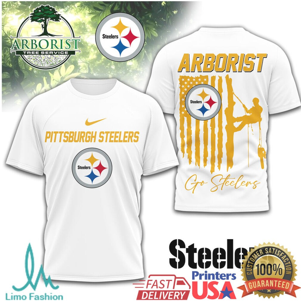 Arborist Pittsburgh Steelers Tree Service American Flag T Shirt - Limotees LLC
