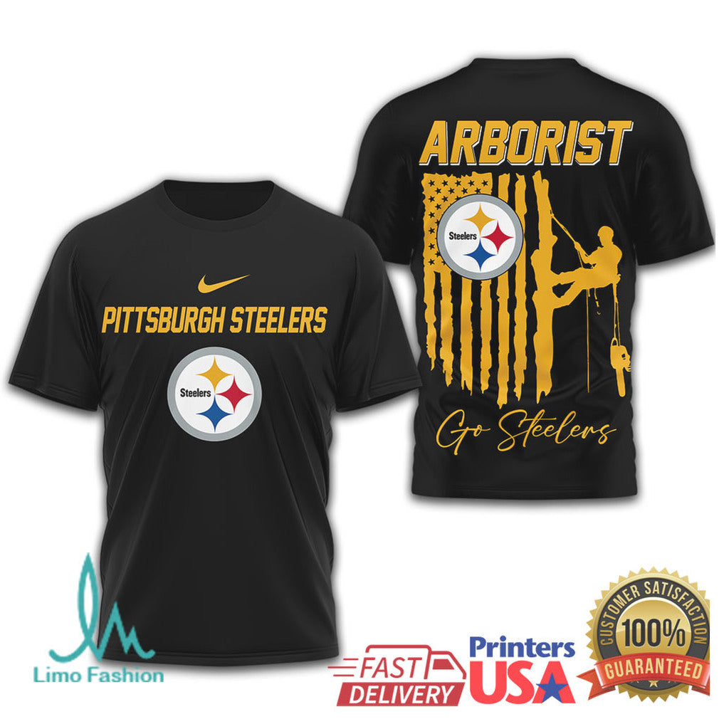 Arborist Pittsburgh Steelers Tree Service American Flag T Shirt - Limotees LLC