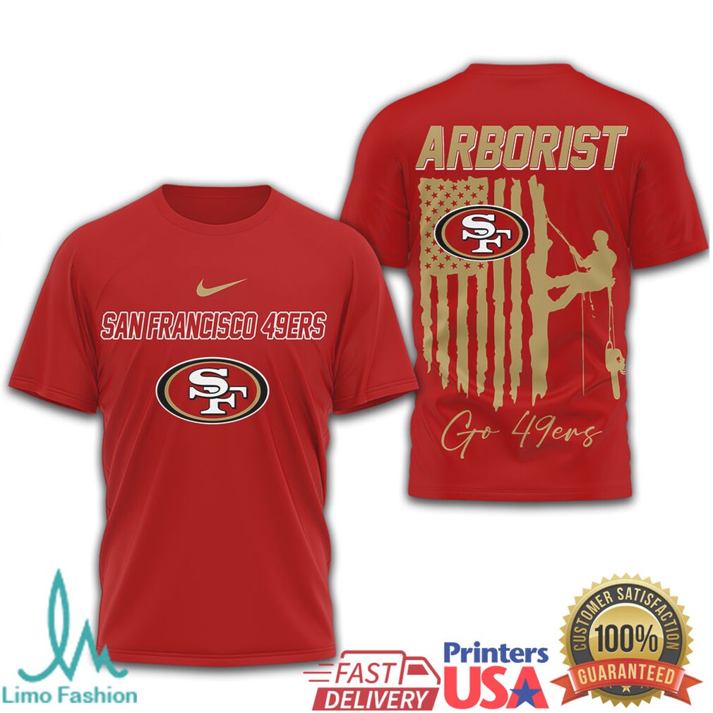 Arborist San Francisco 49ers Tree Service American Flag T Shirt - Limotees LLC