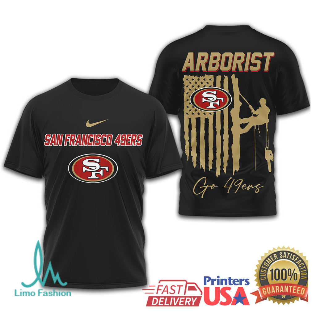 Arborist San Francisco 49ers Tree Service American Flag T Shirt - Limotees LLC