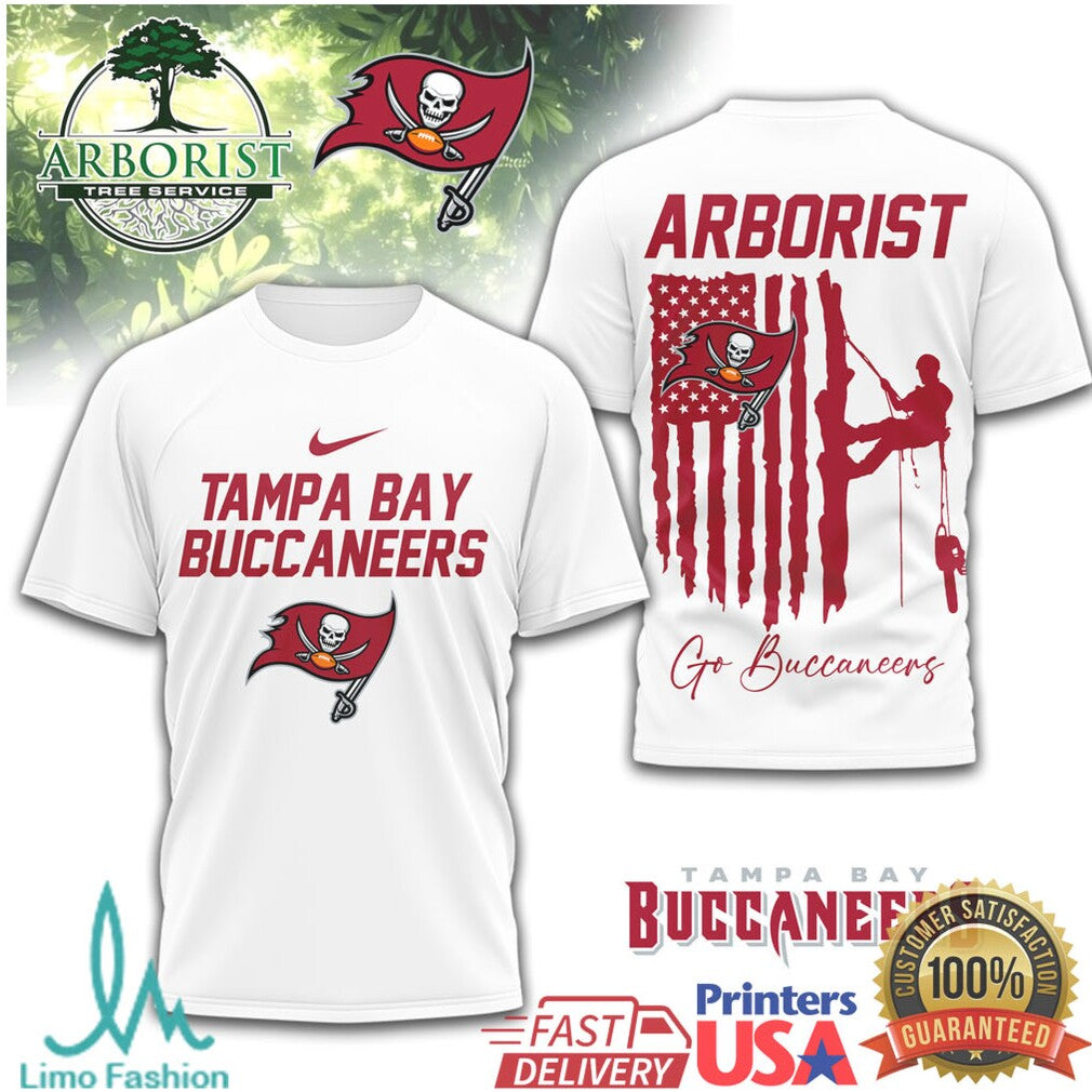 Arborist Tampa Bay Buccaneers Tree Service American Flag T Shirt - Limotees LLC