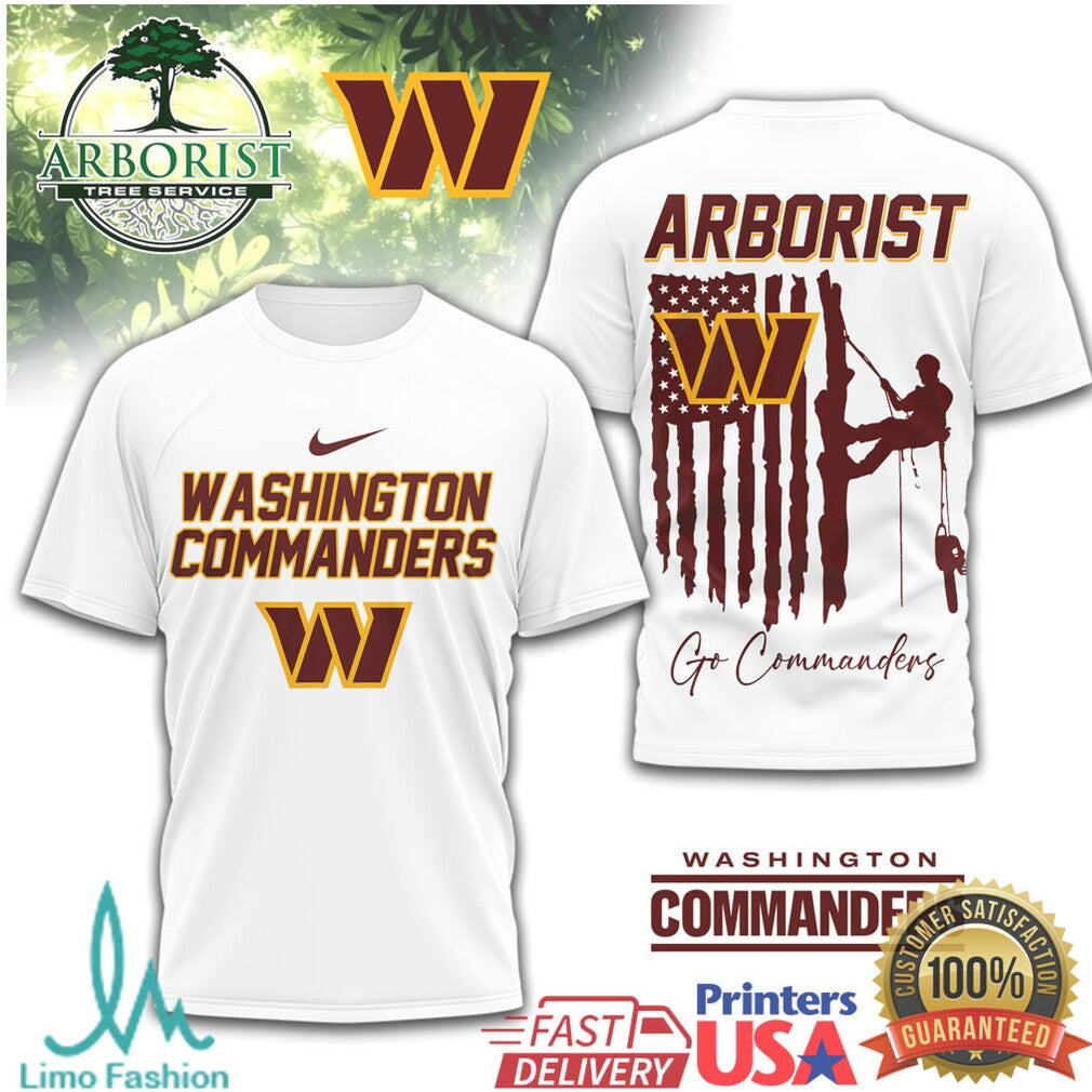 Arborist Washington Commanders Tree Service American Flag T Shirt - Limotees LLC