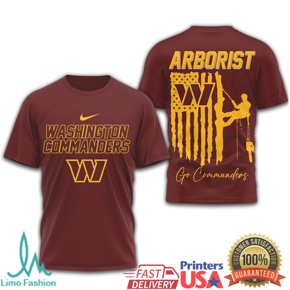 Arborist Washington Commanders Tree Service American Flag T Shirt - Limotees LLC
