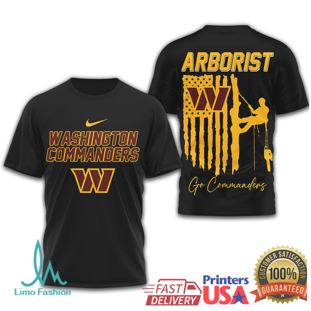 Arborist Washington Commanders Tree Service American Flag T Shirt - Limotees LLC