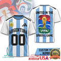 Argentina Soccer United In The Spirit Of The Game Custom Number T Shirt