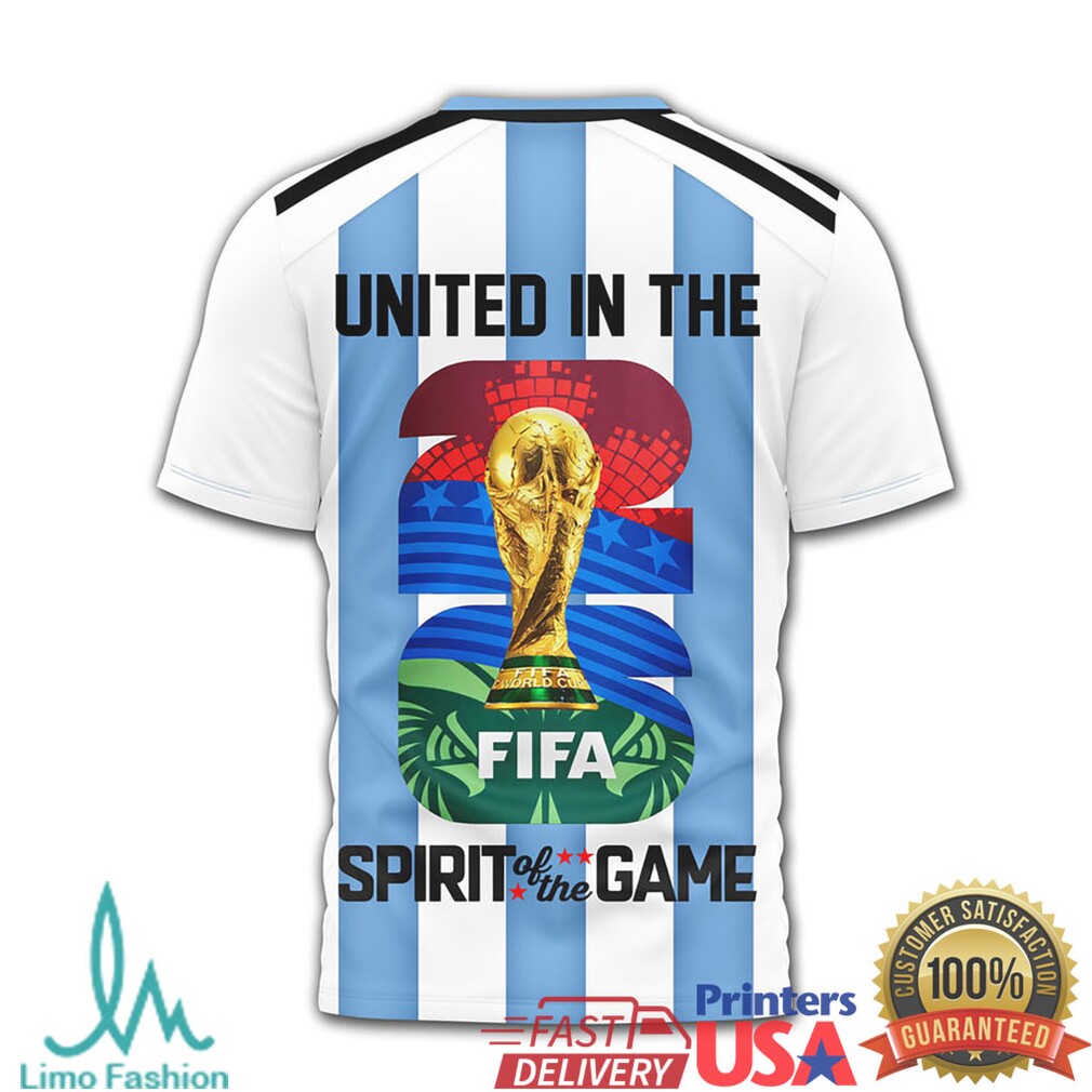 Argentina Soccer United In The Spirit Of The Game Custom Number T Shirt