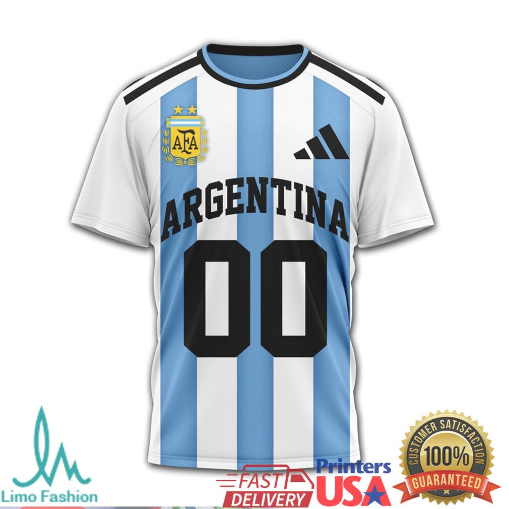 Argentina Soccer United In The Spirit Of The Game Custom Number T Shirt