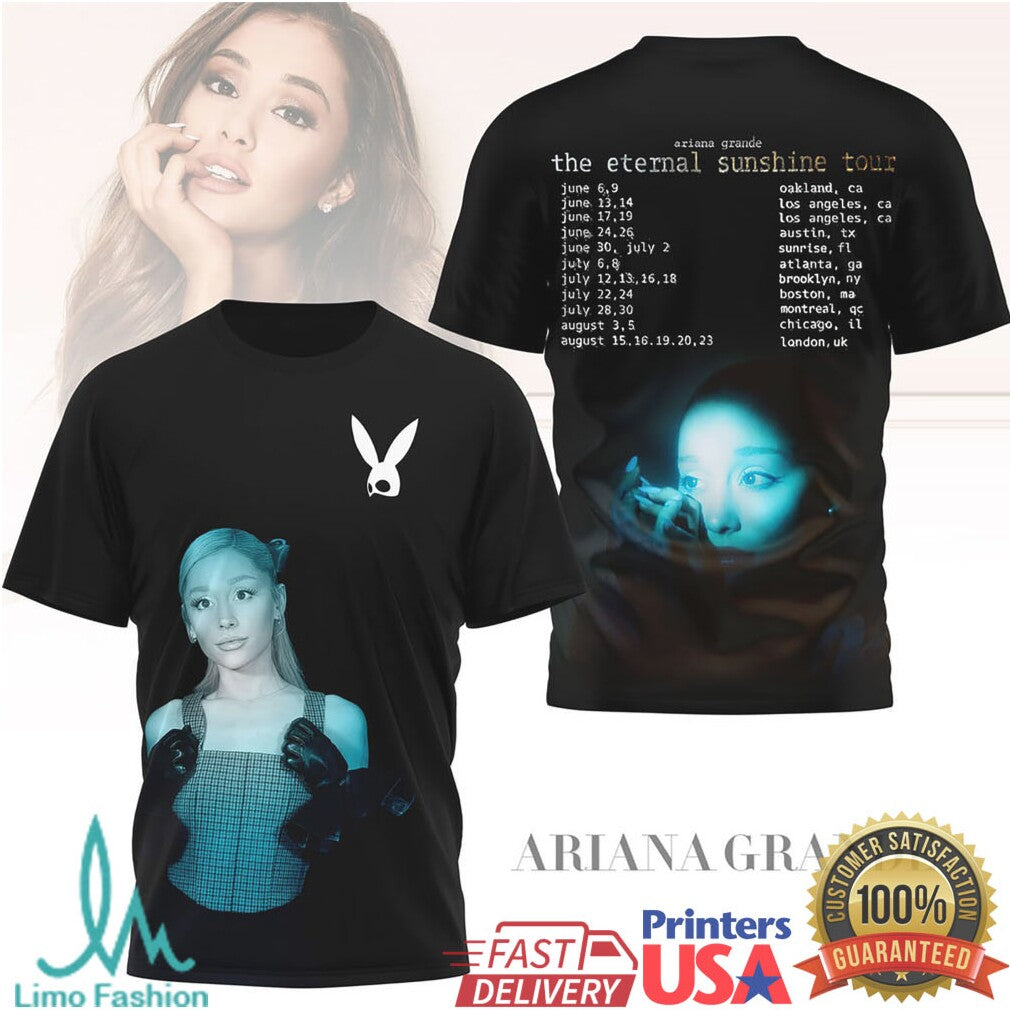 Ariana Grande The Eternal Sunshine Tour Dates Playboy Bunny Portrait Tshirt - Limotees LLC