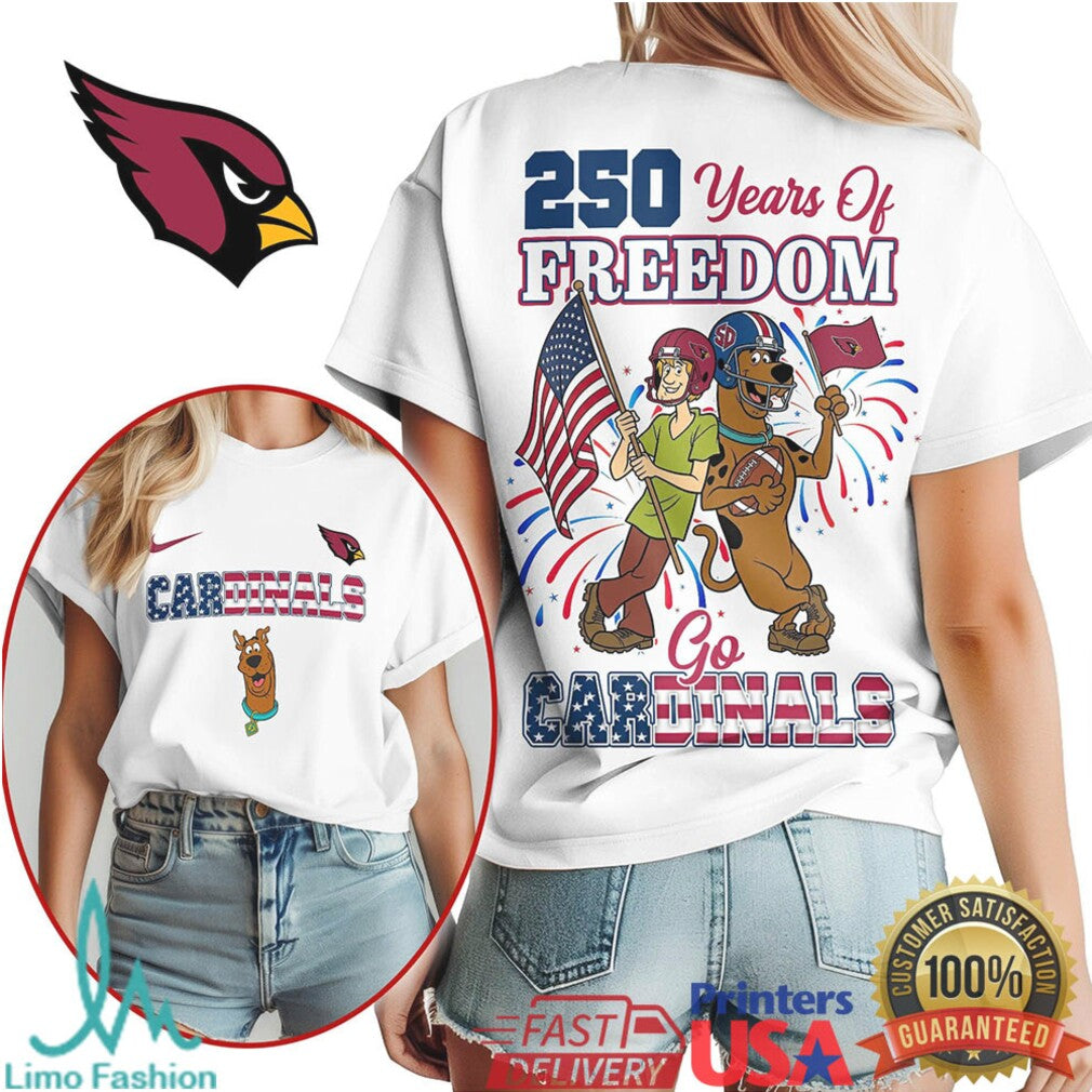 Arizona Cardinals 250 Years of Freedom T Shirt Patriotic Character Fan Apparel Cardinals T Shirt